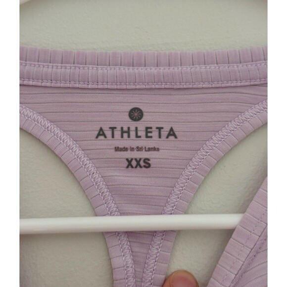 ATHLETA Women's Sz XXS Racer Back Striped Purple Tank Top Yoga 422982 - Picture 2 of 3